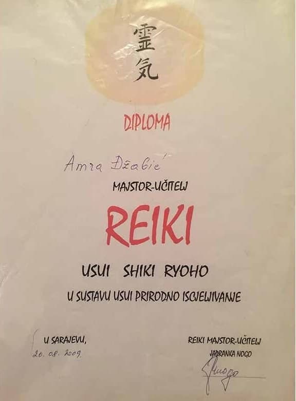 Diploma Reiki Majstor — Učitelj